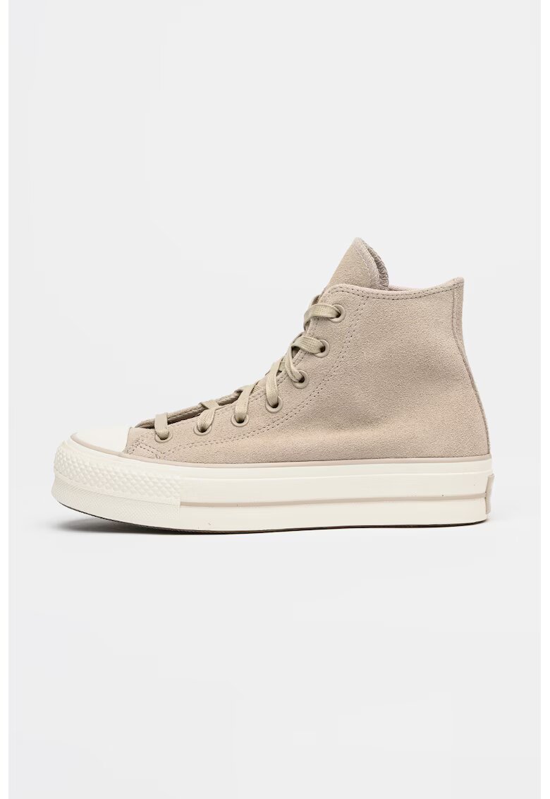 Converse Tenisi flatform de piele intoarsa Chuck Taylor All Star - Maro taupe deschis