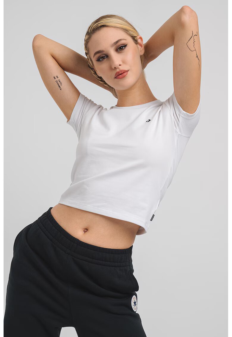 Converse Tricou crop cu detaliu logo - Alb optic