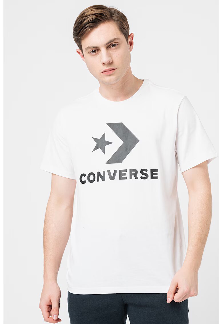 Converse Tricou cu imprimeu logo - Alb/Negru