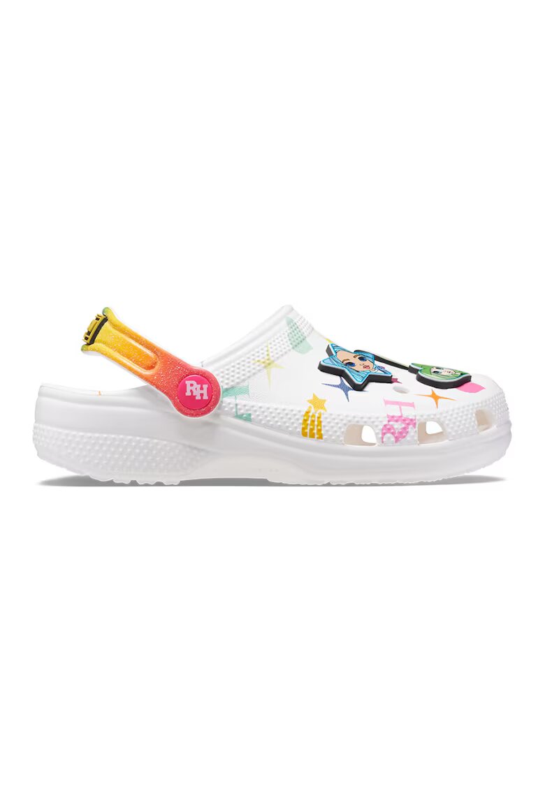 Crocs Saboti cu talismane - Alb/Verde/Roz deschis