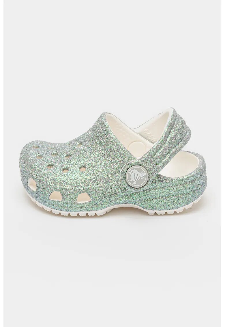 Crocs Saboti slingback cu aspect stralucitor - Verde pal/Crem