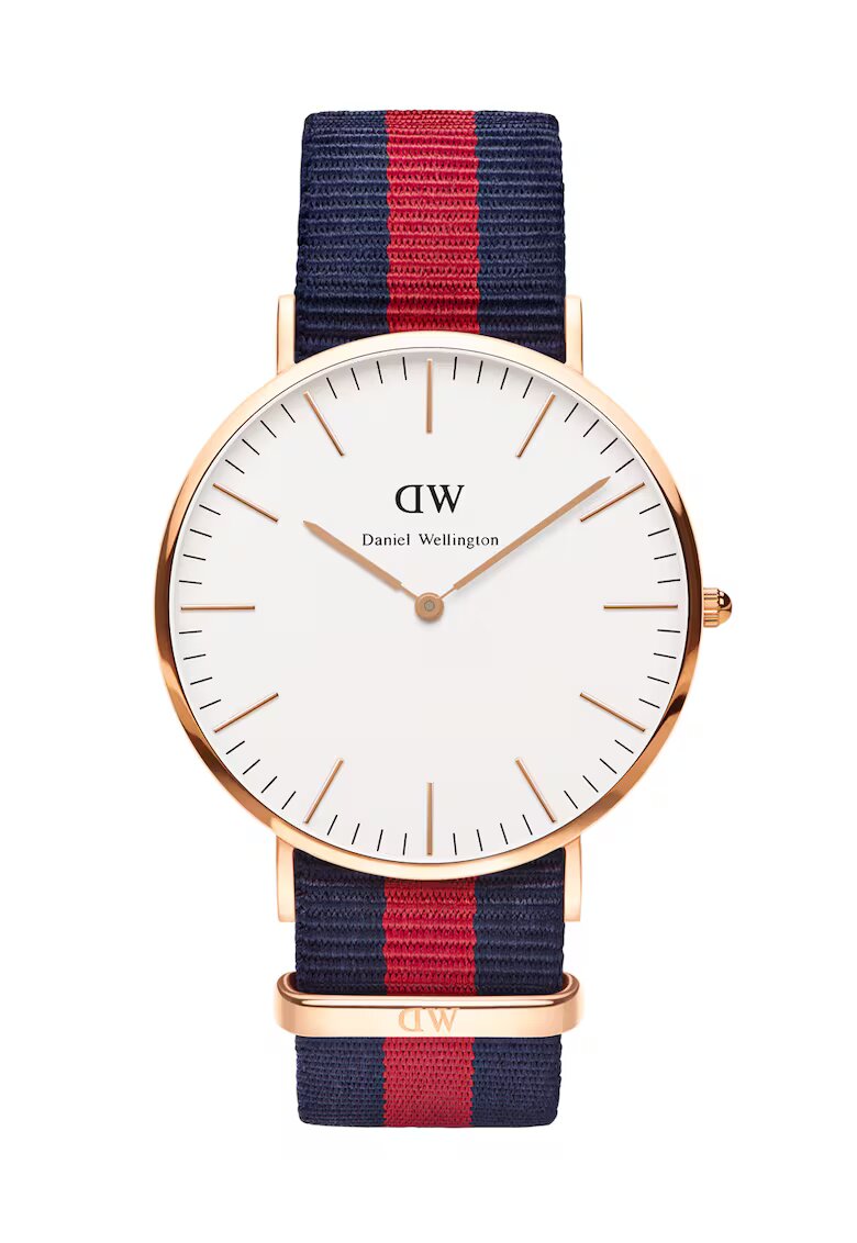 Daniel Wellington Ceas auriu rose cu curea in dungi 0