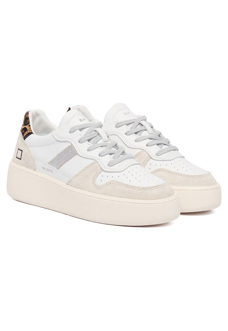 DATE Tenisi dama - Court Platform V - piele naturala - cu platforma - alb