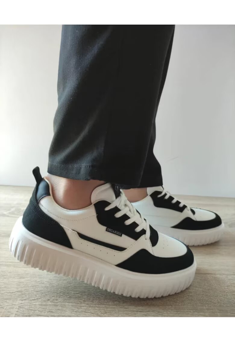 DECAR Pantofi Casual Barbati Y237 Albi + Negru Velur - Alb - Alb