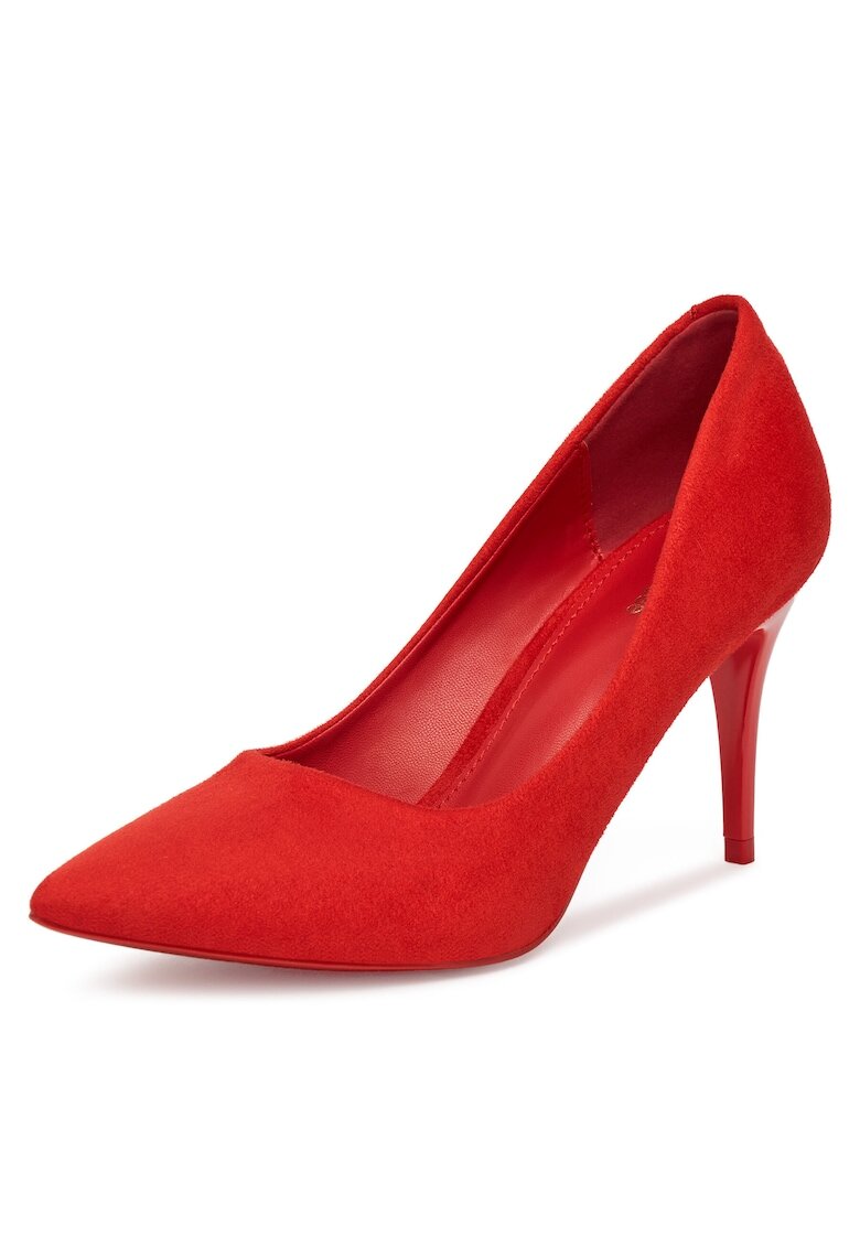 DeeZee Pantofi dama - rosu - toc inalt - tesatura -
