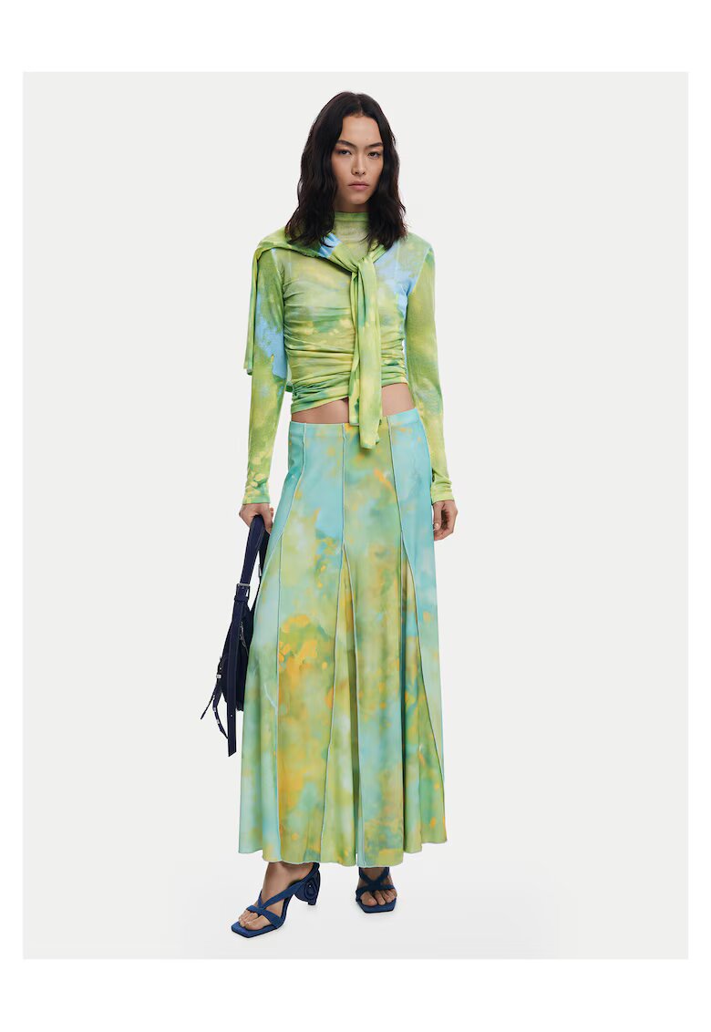 Desigual Fusta maxi dama verde - fabricata din materiale de calitate -