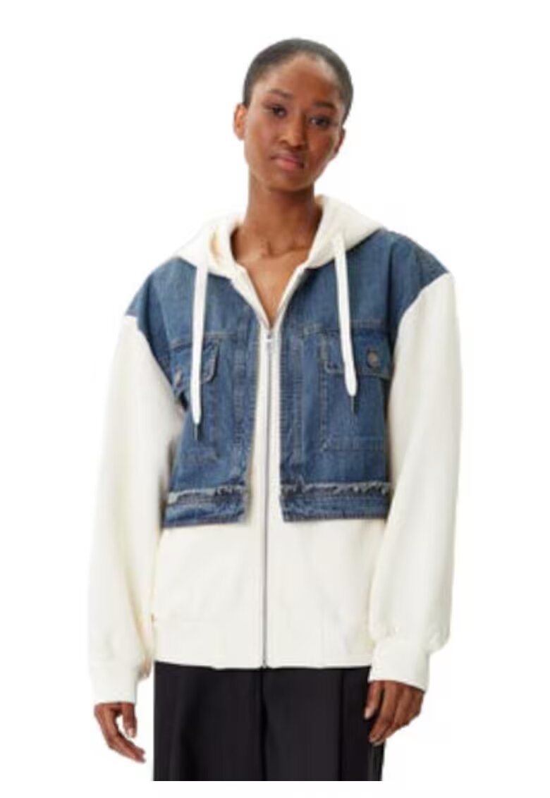 Desigual Hanorac dama - poliester/bumbac - ecru/albastru