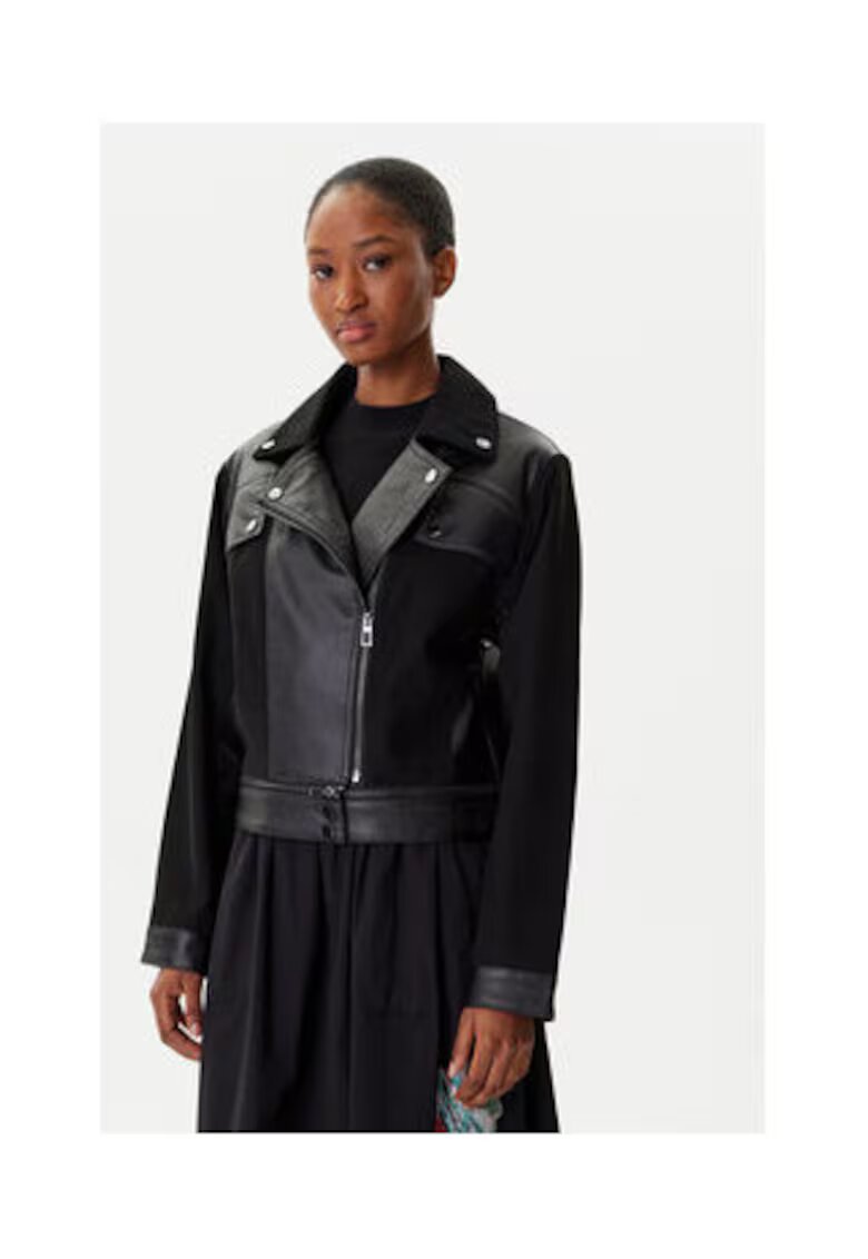 Desigual Jacheta dama - neagra - piele ecologica - Negru