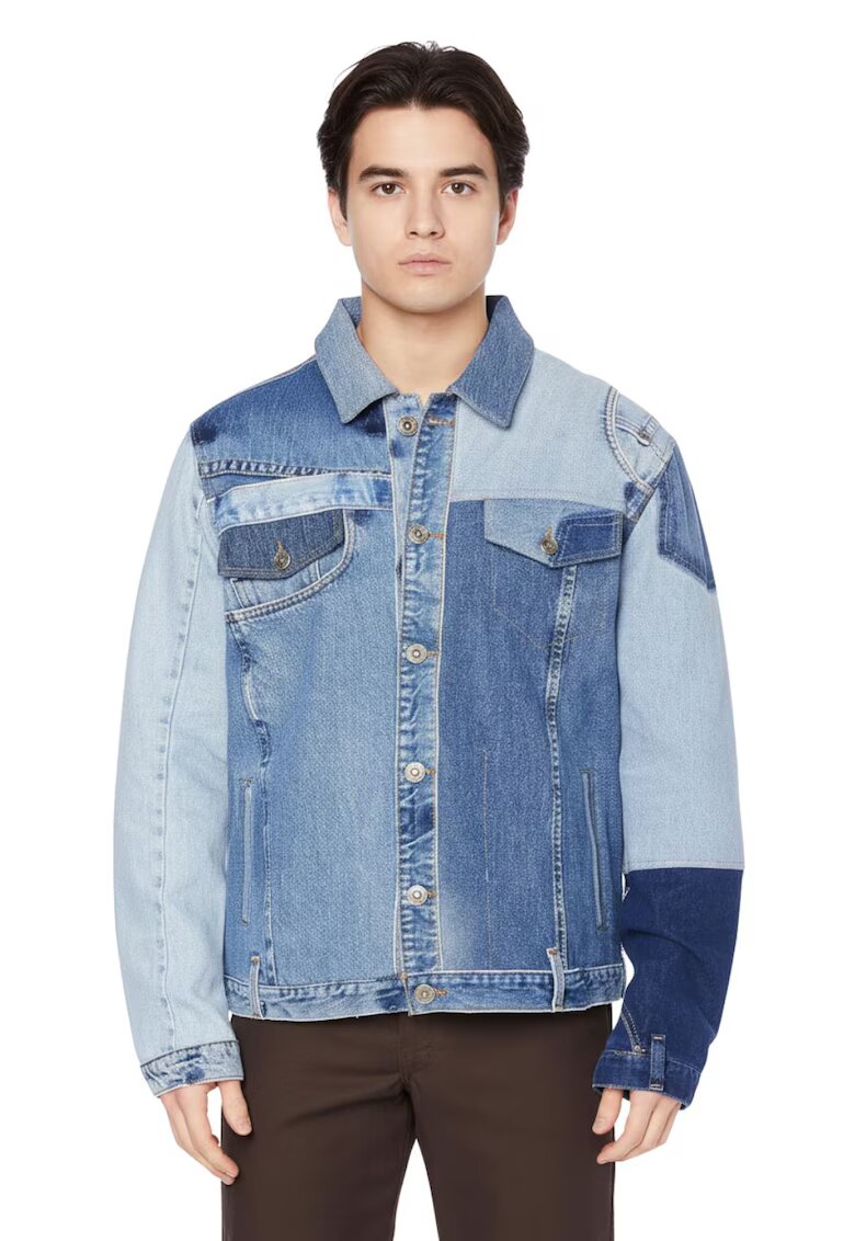 Desigual Jacheta din denim cu guler ascutit -