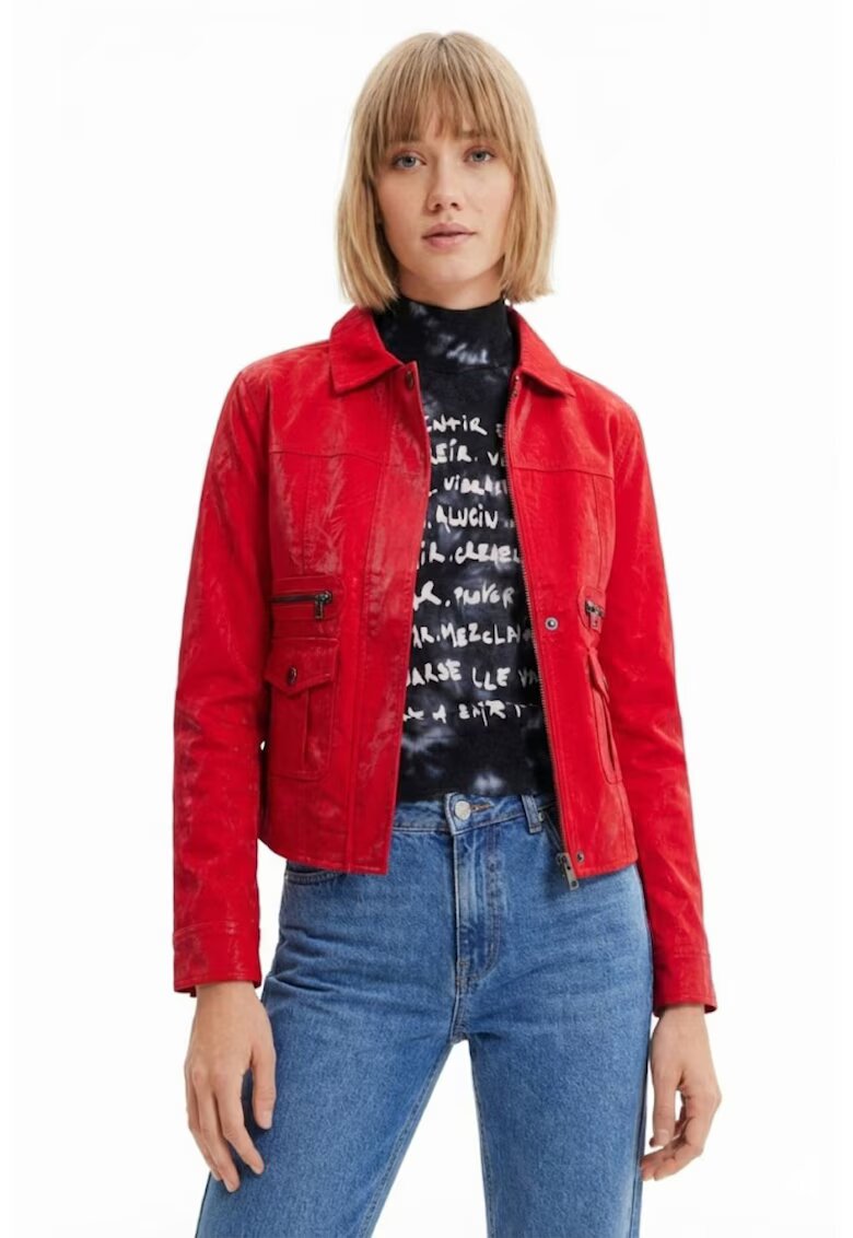 Desigual Jacheta din piele ecologica cu aspect lacuit Cleveland