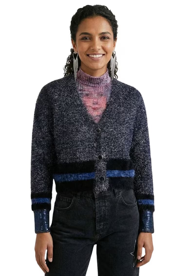 Desigual Pulover de dama Tops cardigan cu fire stralucitoare