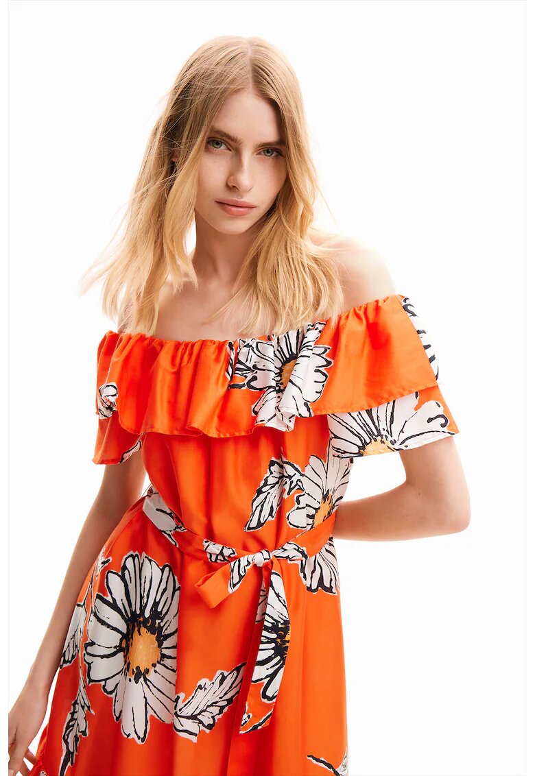 Desigual Rochie midi cu imprimeu - Portocaliu mandarina