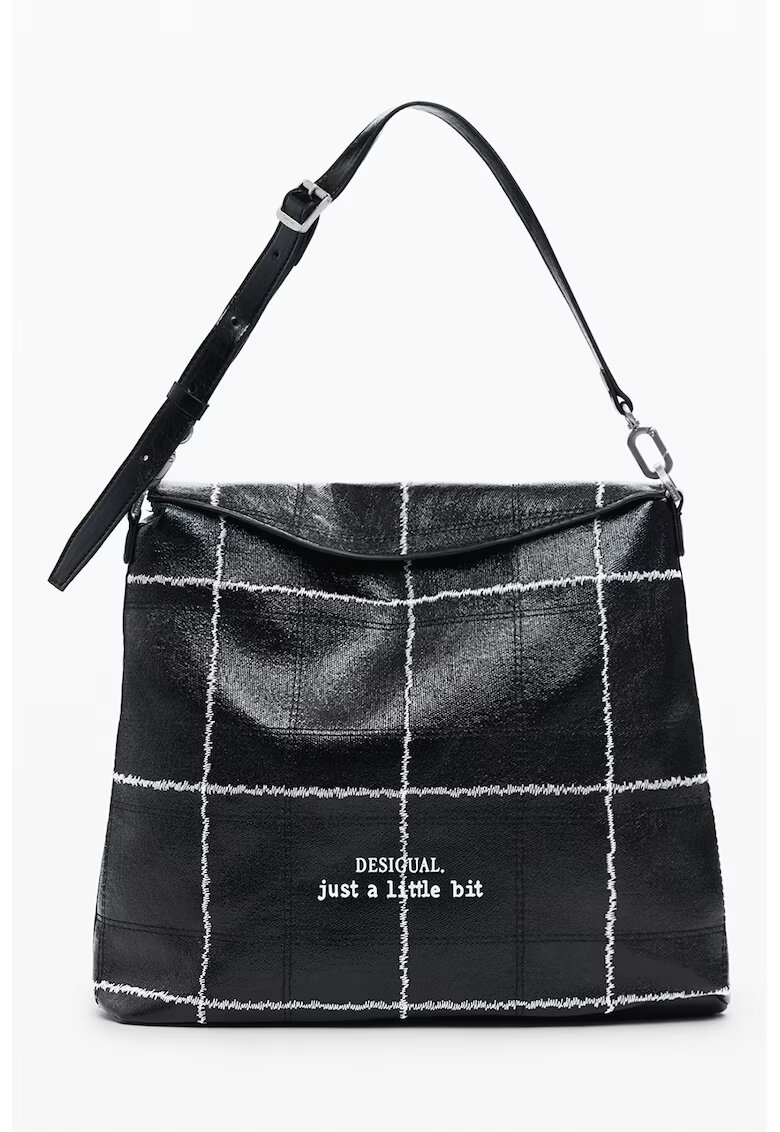 Desigual Rucsac convertibil cu model in carouri - Alb/Negru