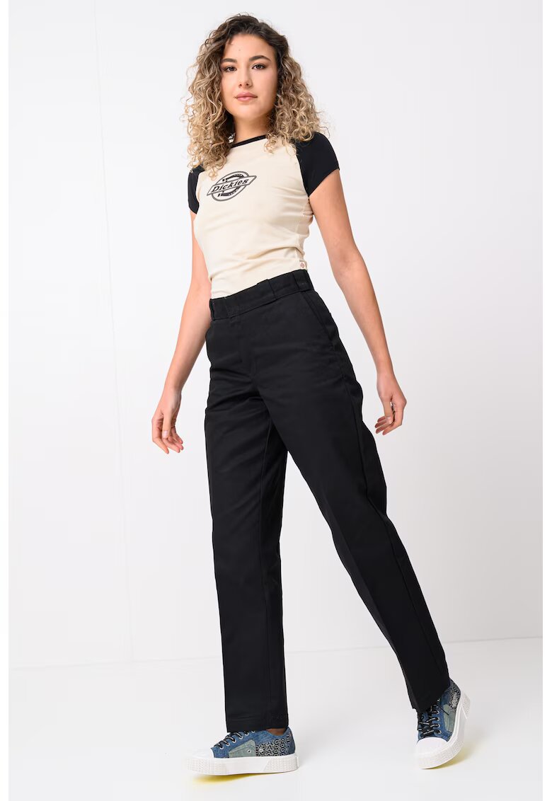 Dickies Tricou slim fit din amestec de lyocell cu maneci raglan - Negru/Crem