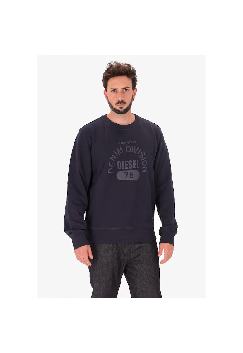Diesel Bluza de trening din bumbac cu imprimeu logo - Albastru