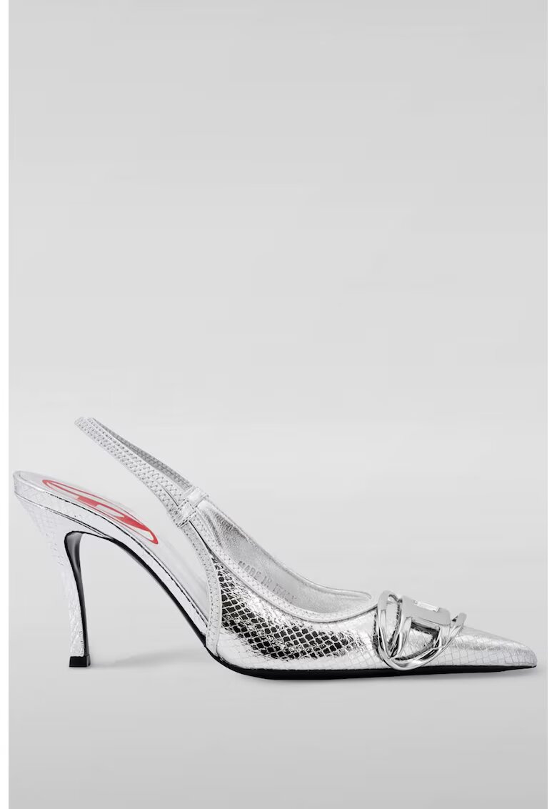 Diesel Pantofi slingback cu toc D-Venus - Argintiu