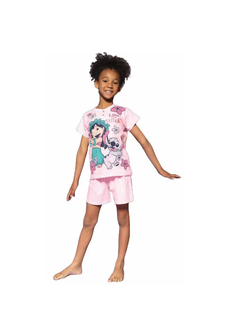 Disney Stitch Pijama scurta cu imprimeu cu Lilo & Stitch - Roz