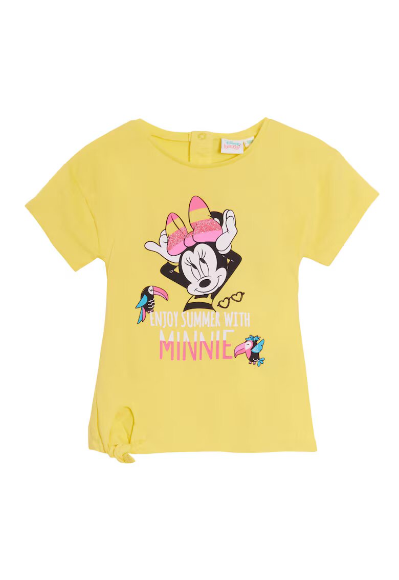 Disney Tricou copii Minnie Mouse - Imprimeu tropical - Galben - Bumbac
