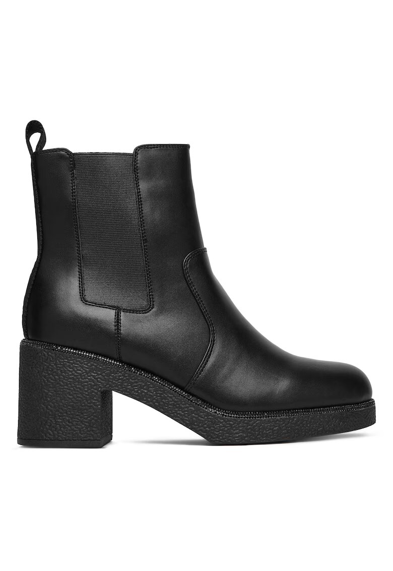 DKNY Botine dama - Blk Black Teenie Platform - piele ecologica - negru