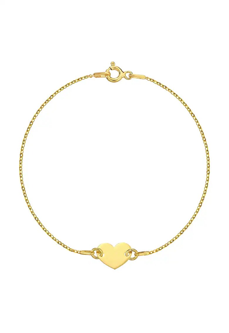 e-Crystal Bratara Aur 375 - 9K cu charm Heart - Inima - 18-19 CM