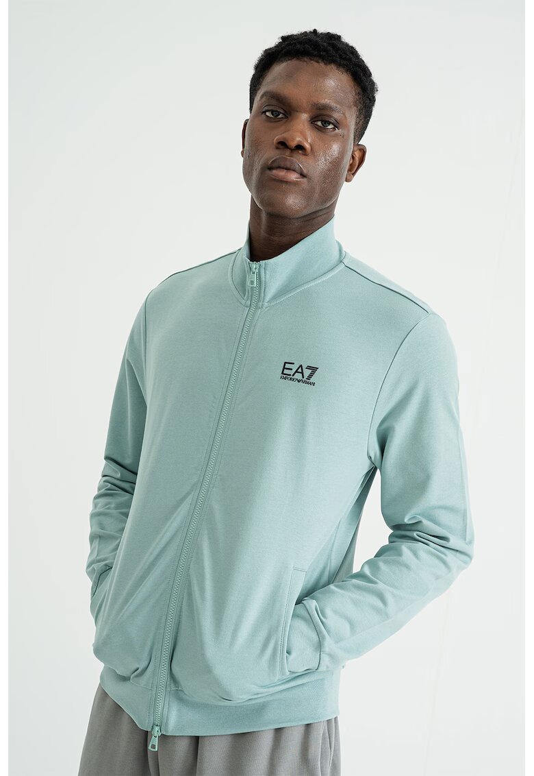 EA7 Bluza de trening cu guler inalt si fermoar - Albastru aquamarin