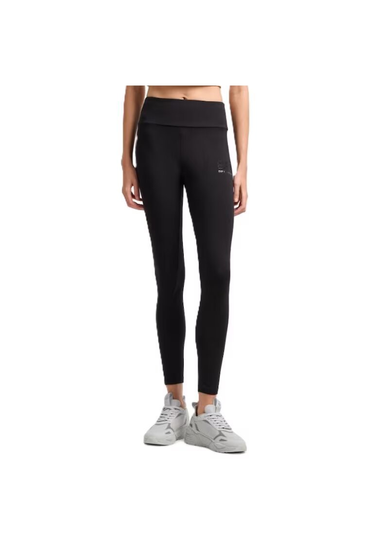 EA7 Colanti pentru Femei - w leggings high waist fancy strass - 7W000169-AF12484-UC001 - Negru - Negru