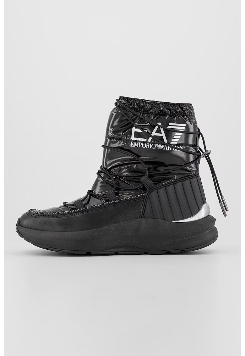 EA7 Ghete din piele ecologica si material textil - fara inchidere - Negru