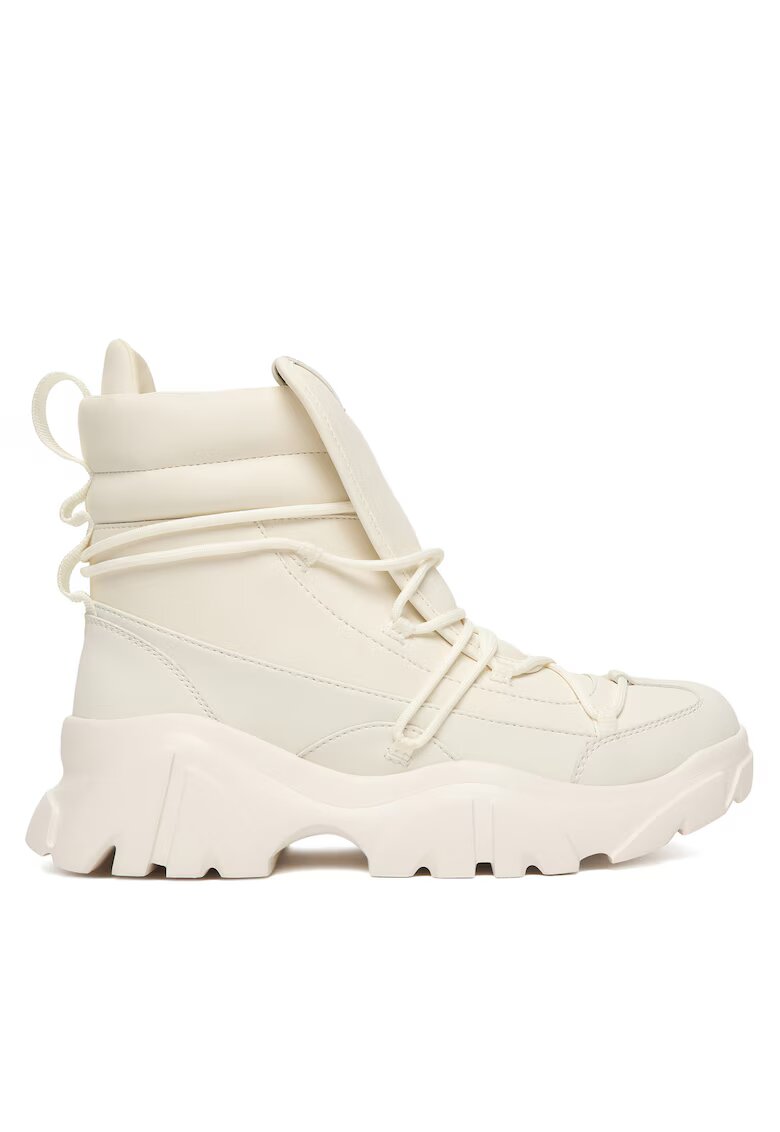 EA7 Ghete unisex Off White - piele ecologica - logo auriu