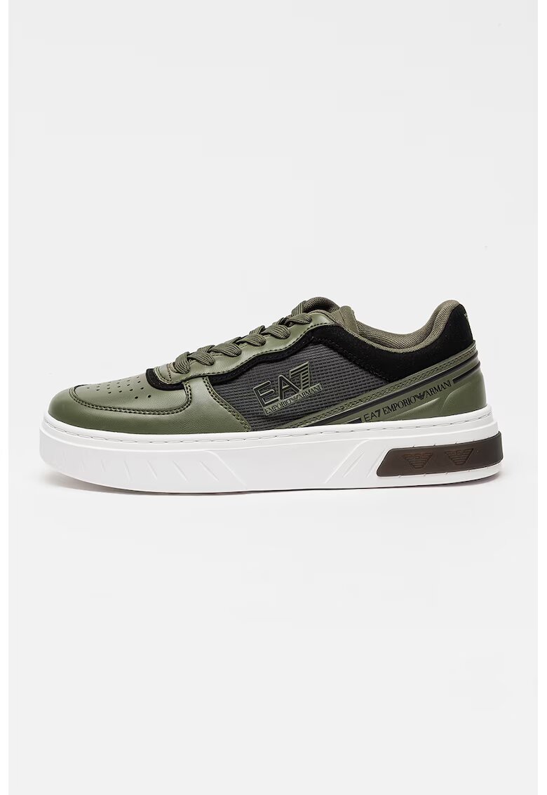 EA7 Pantofi sport din piele ecologica cu detalii logo - Verde inchis