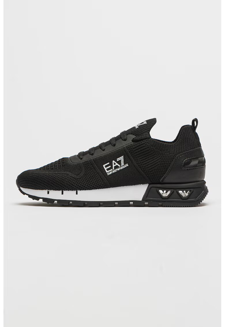 EA7 Pantofi sport slip-on cu detalii de piele lacuita - Negru