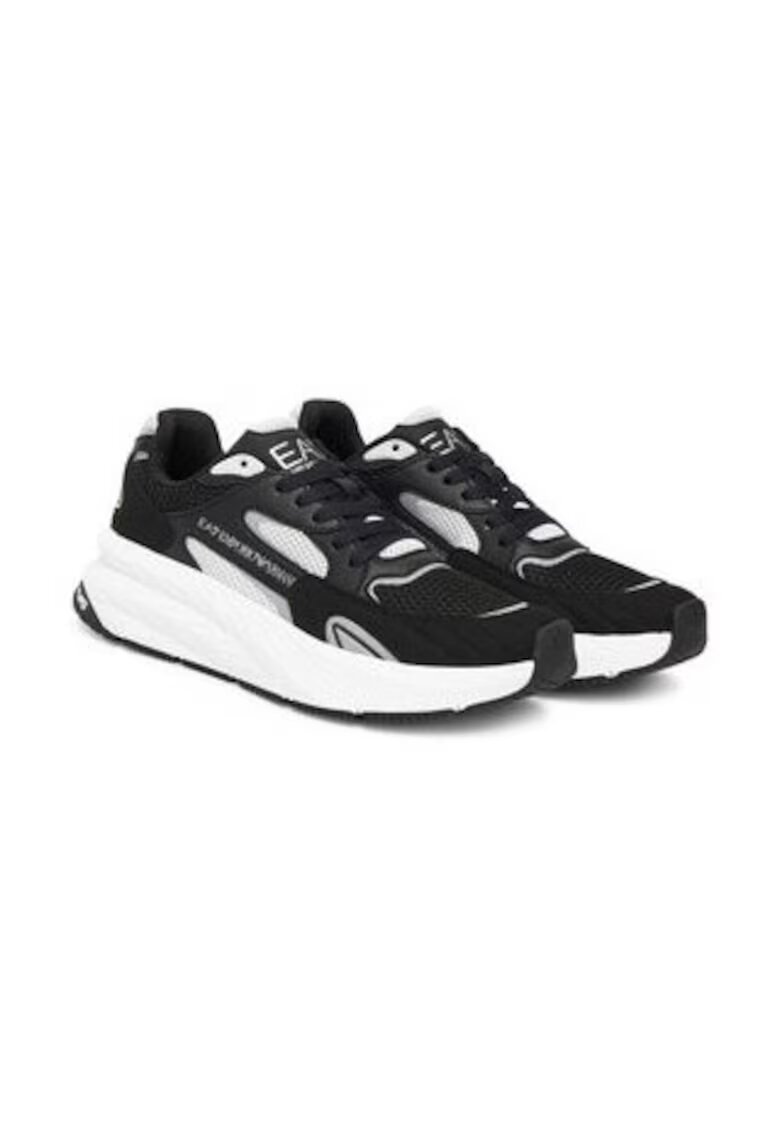 EA7 Tenisi barbati - Emporio Armani alb/negru - piele ecologica
