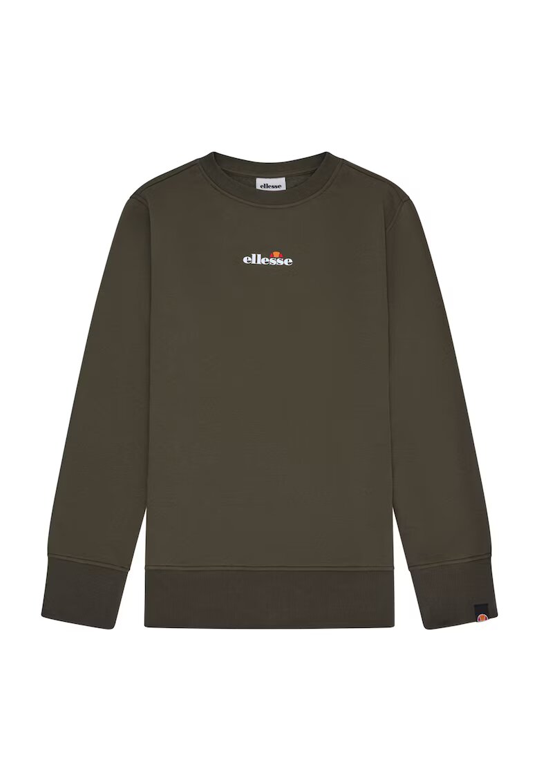 ELLESSE Bluza de trening cu decolteu rotund si imprimeu text - Verde inchis