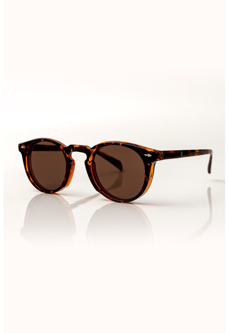 Emily Westwood Ochelari de soare rotunzi cu animal print - Maro/Portocaliu