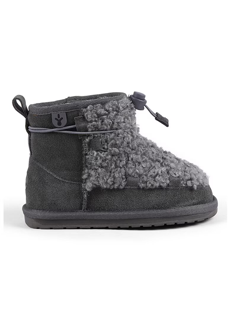 EMU Ghete slip-on de piele intoarsa cu garnituri de lana Mauboy - Gri antracit