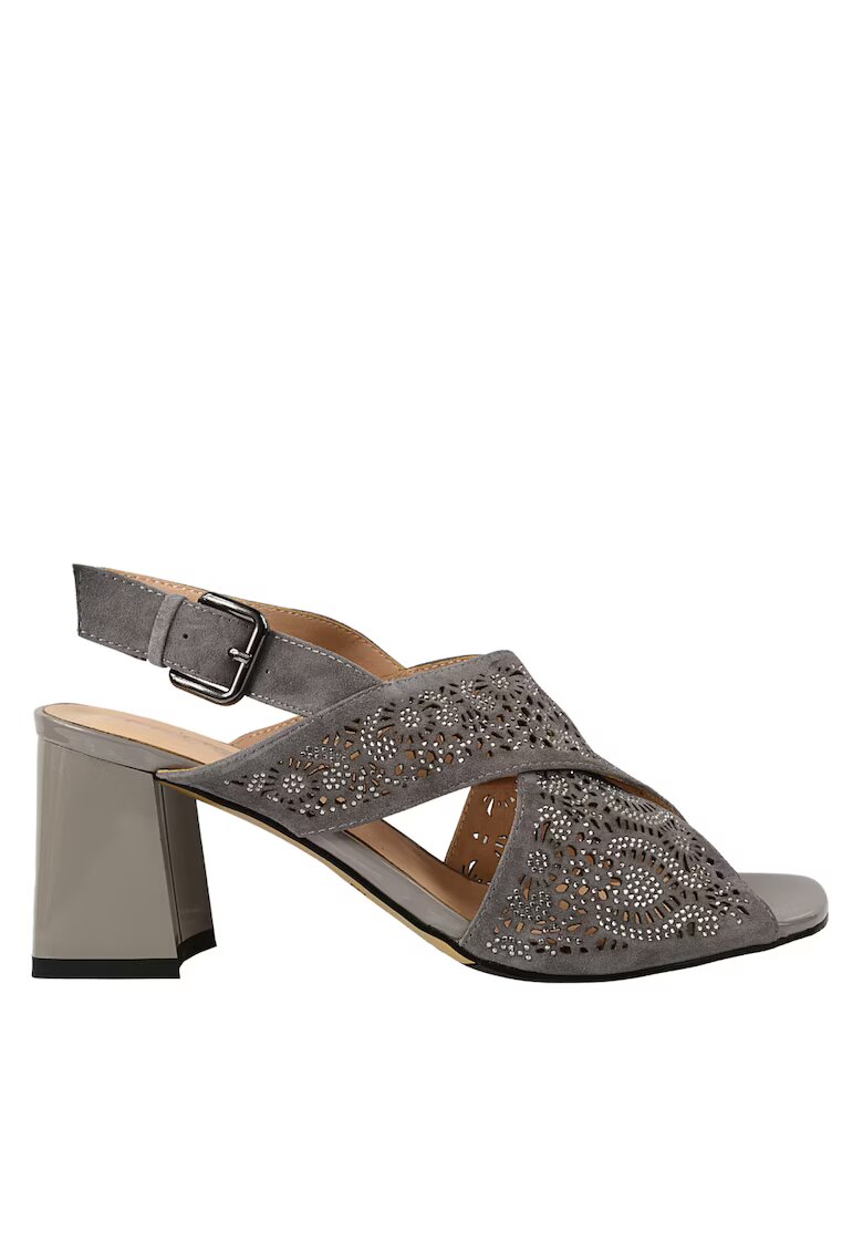 Epica Sandale elegante - dama - K360056A gri - piele intoarsa - cu toc - Gri