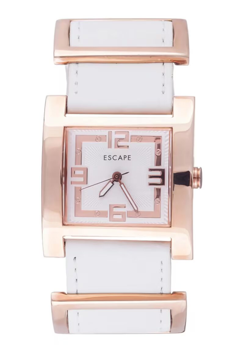 Escape Ceas dama ECP10200 - curea piele ecologica alba - 36mm - rezistenta la apa 5 ATM