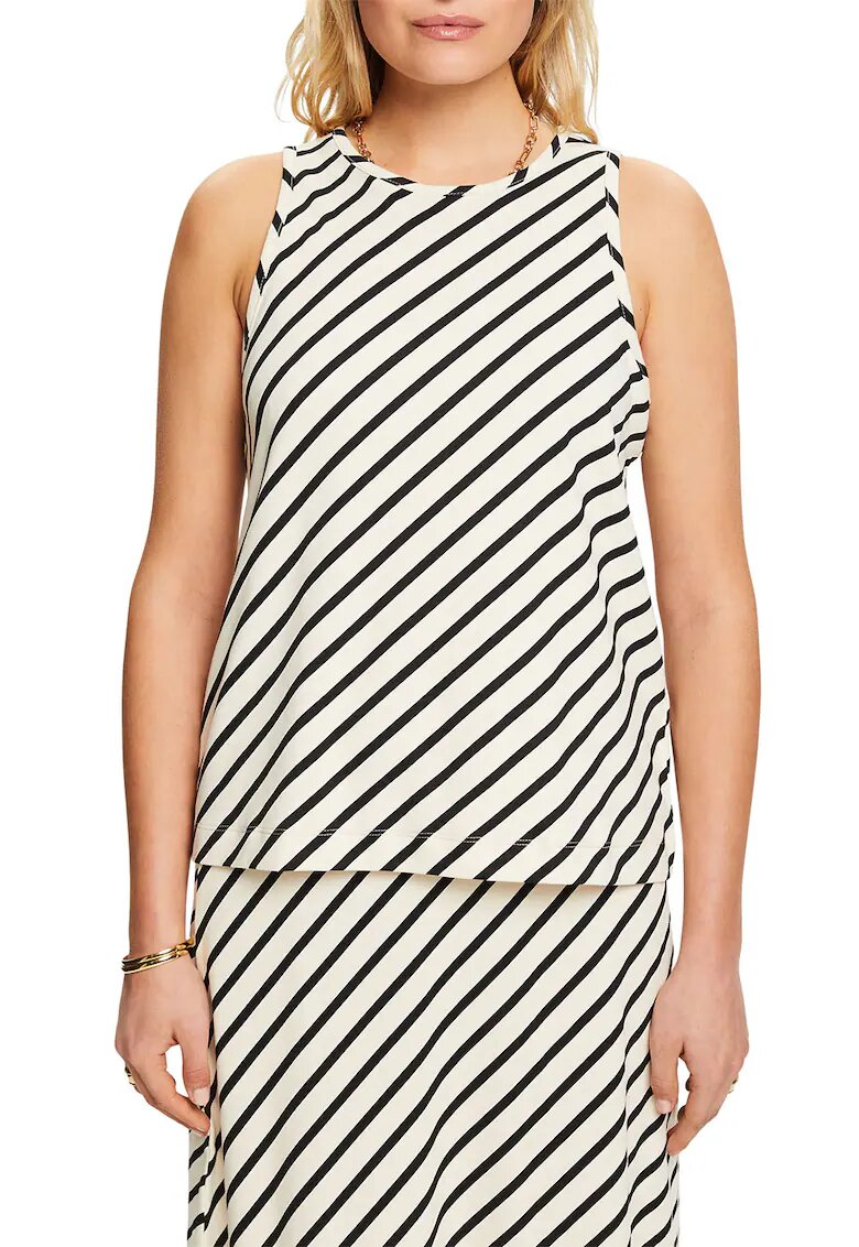 Esprit Top cu model in dungi - Negru/Alb murdar