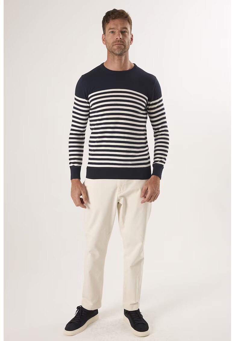 Felix Hardy Pulover din bumbac cu model in dungi - Crem/Bleumarin