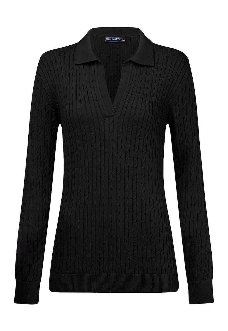 Felix Hardy Pulover slim-fit cu model torsade - Negru