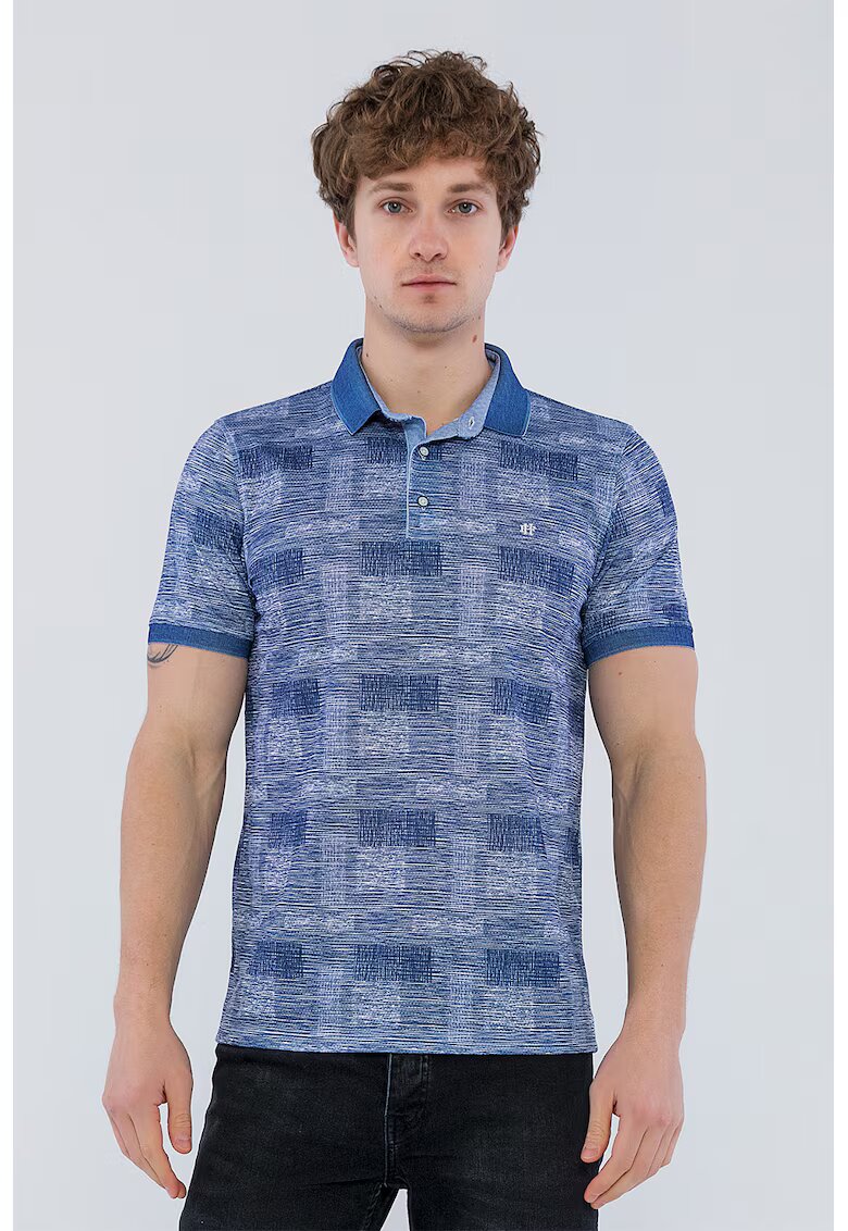 Felix Hardy Tricou polo cu imprimeu - Alb/Albastru inchis