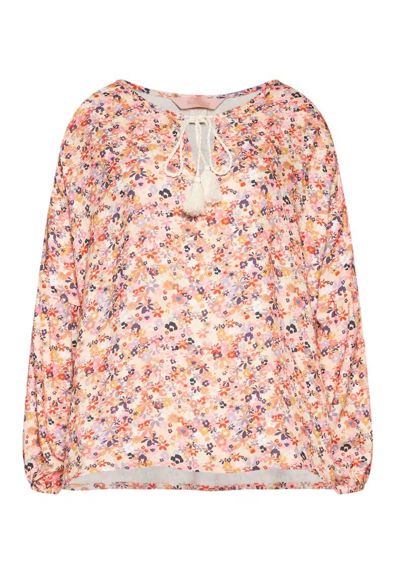FEMI STORIES Bluza Soso - stil Boho - florala - bej - Multicolor