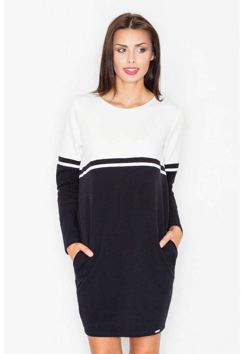 Figl Rochie bumbac - alb-negru - Alb/Negru