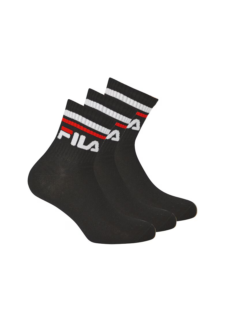 FILA Set de sosete scurte unisex cu logo - 3 perechi - Negru