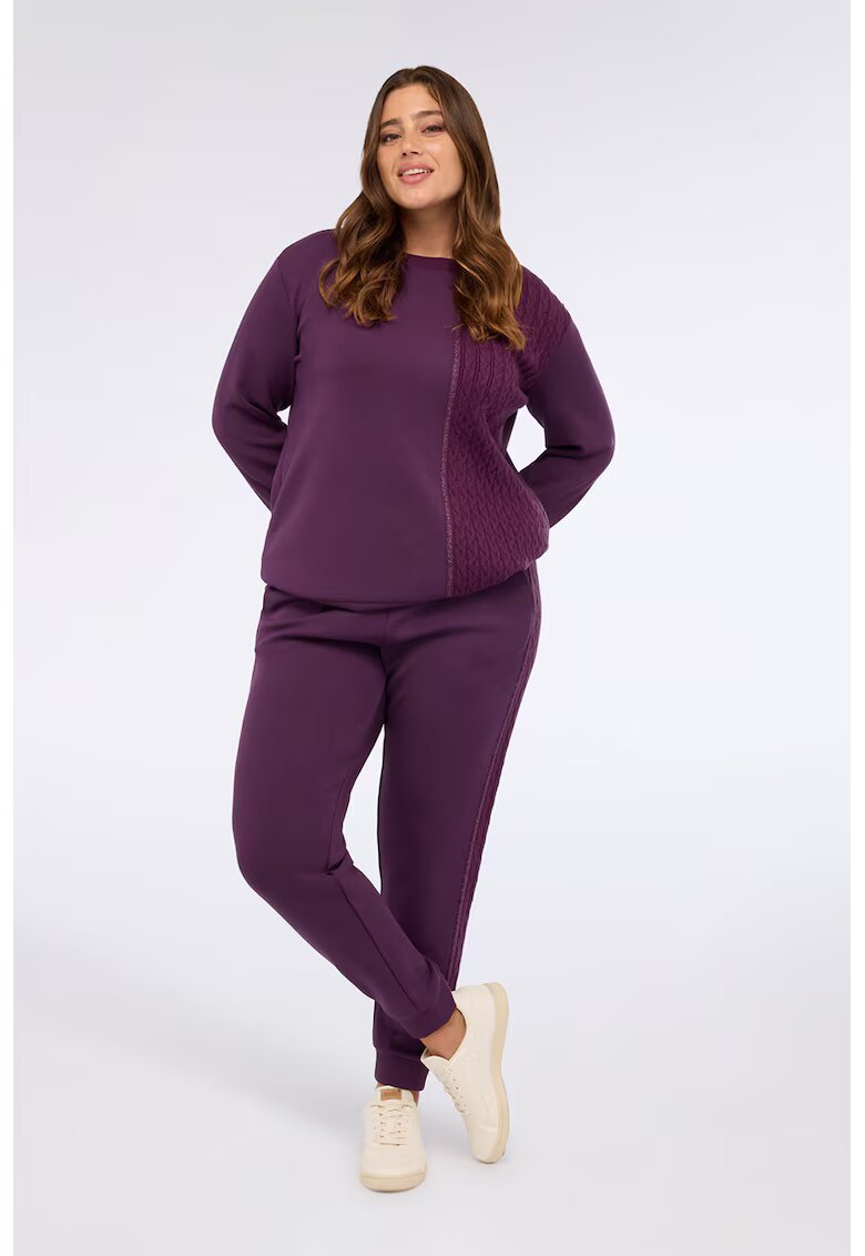 Fiorella Rubino Bluza de trening regular fit cu decolteu la baza gatului - Violet pruna