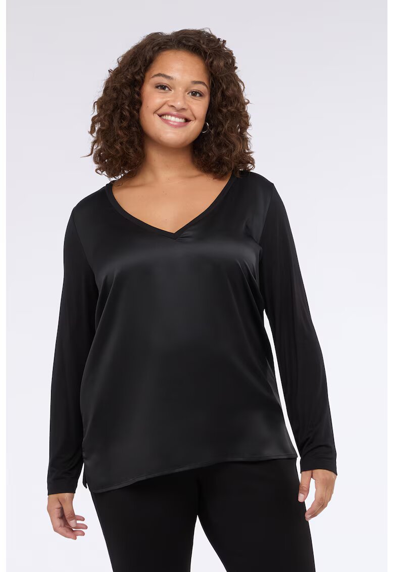 Fiorella Rubino Bluza din satin cu decolteu in V - Negru