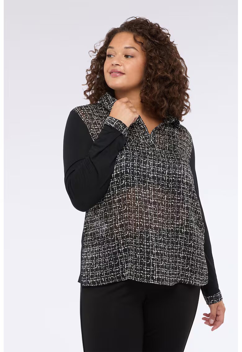 Fiorella Rubino Bluza vaporoasa cu fenta cu nasturi - Alb/Negru