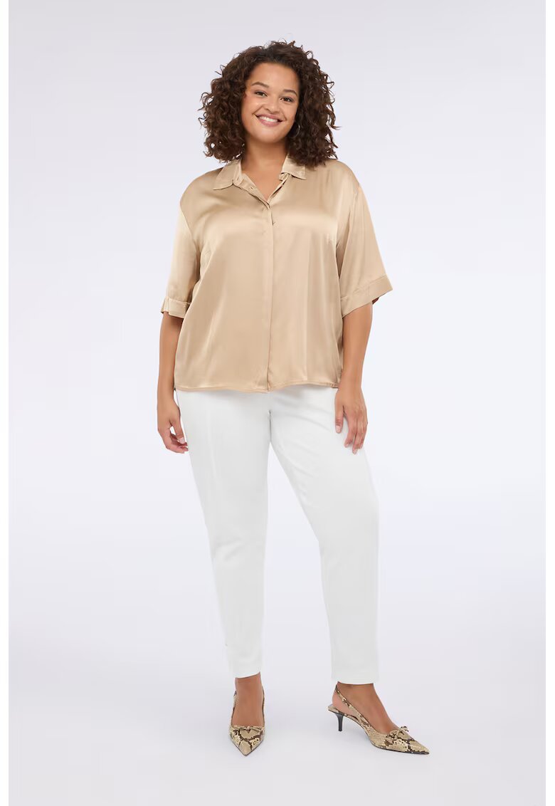 Fiorella Rubino Pantaloni conici cu talie inalta - Alb