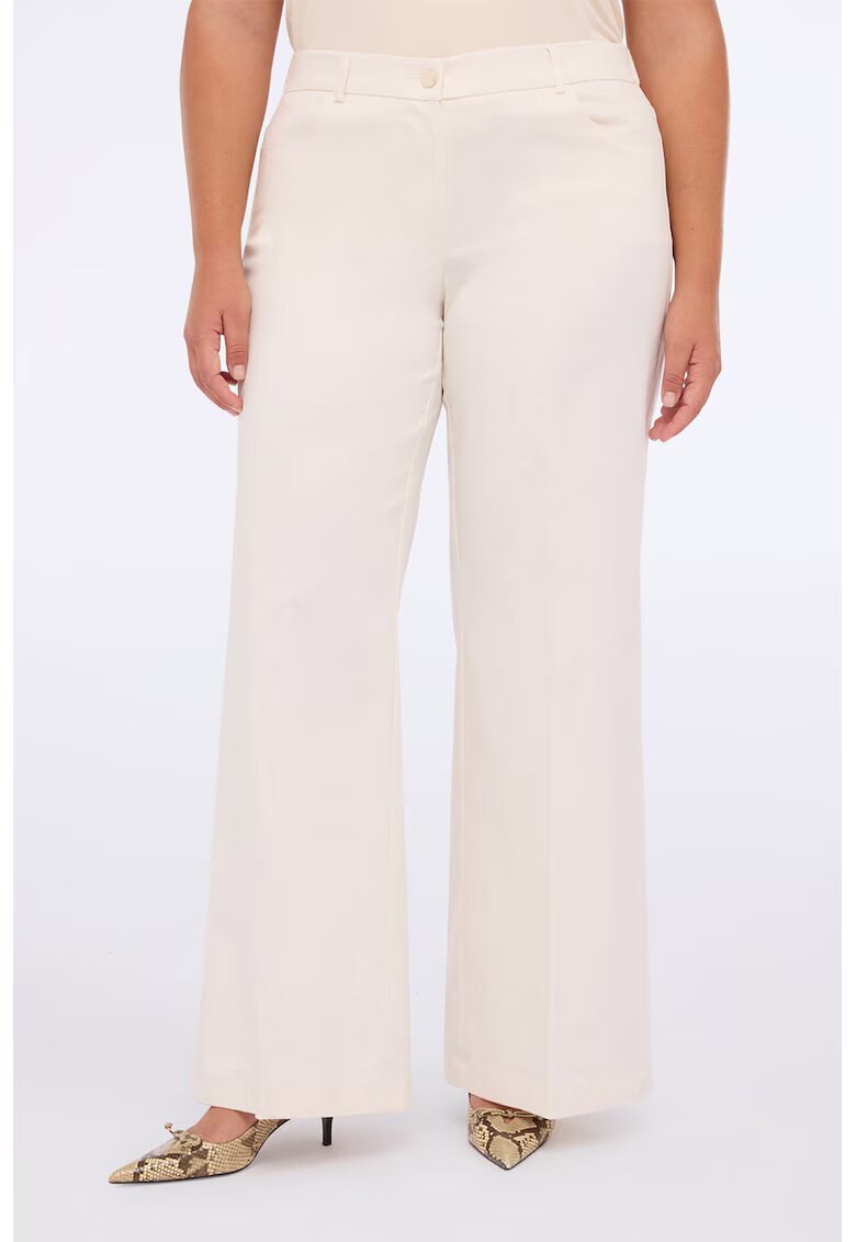 Fiorella Rubino Pantaloni evazati din amestec de lyocell - Crem
