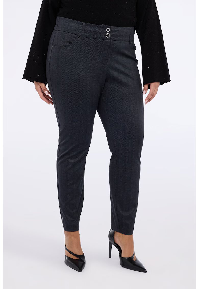 Fiorella Rubino Pantaloni slim fit cu dungi si fermoar - Gri