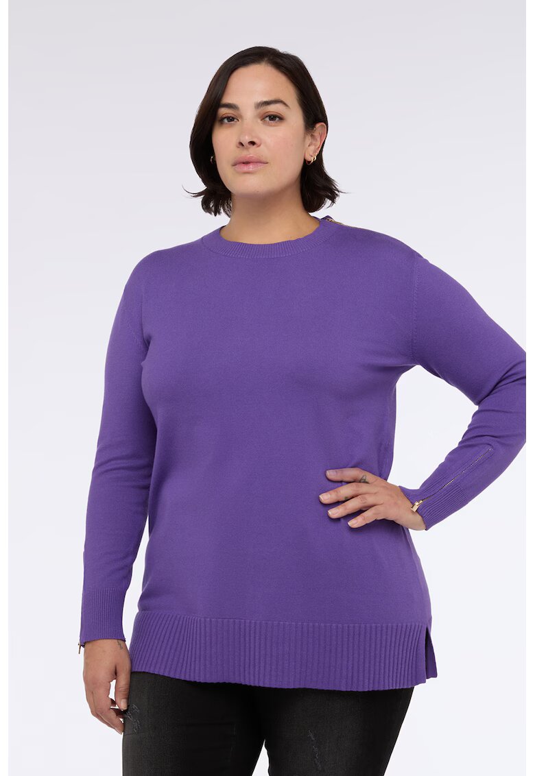 Fiorella Rubino Pulover uni cu mansete cu fermoar - Violet